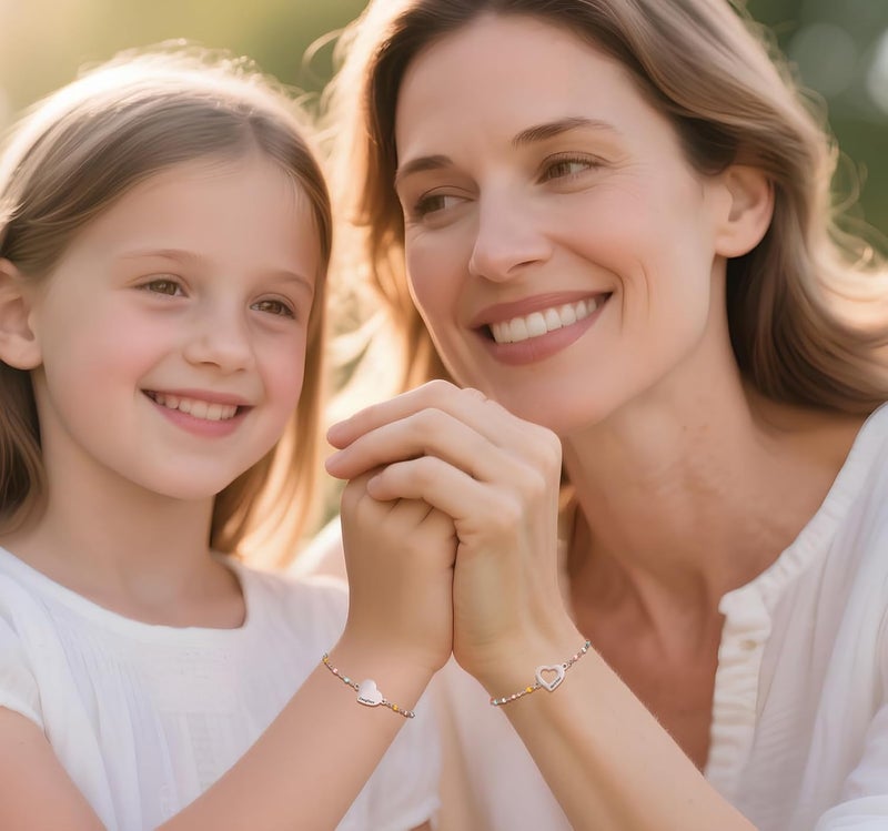 DS Mother Daughter Bracelets Set,18K Gold Plated Stainless Steel Heart Jewelry for Women Girls,Mothers Day Gifts for Mom/Daughter,Adjustable Matching Bracelets for Mommy and Me gift box packaging - Image 5